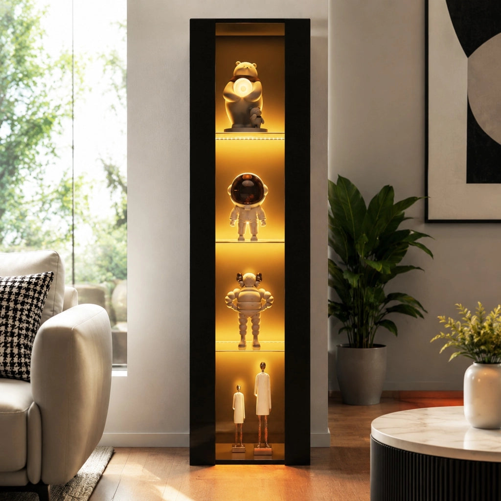 Vetrina espositiva 40 x 29 x 170 cm; 4 livelli; LED multicolore; nera