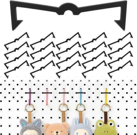 Pegboard-haakzekeringen in plastica nera, antislip, sicure per fissaggio, shockresistenti, per 1/4 pollici e 1/8 pollici, 50 pezzi.