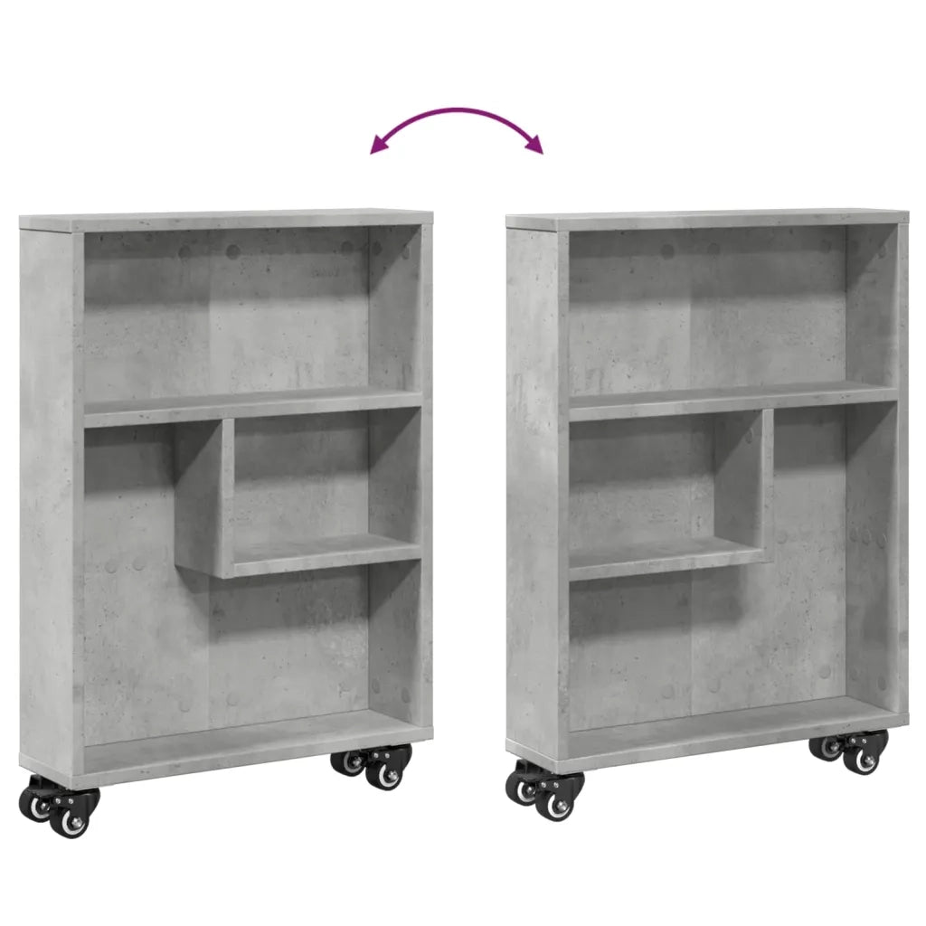 Carrello Stretto Grigio Cemento 48x13x68 cm in Truciolato 855226