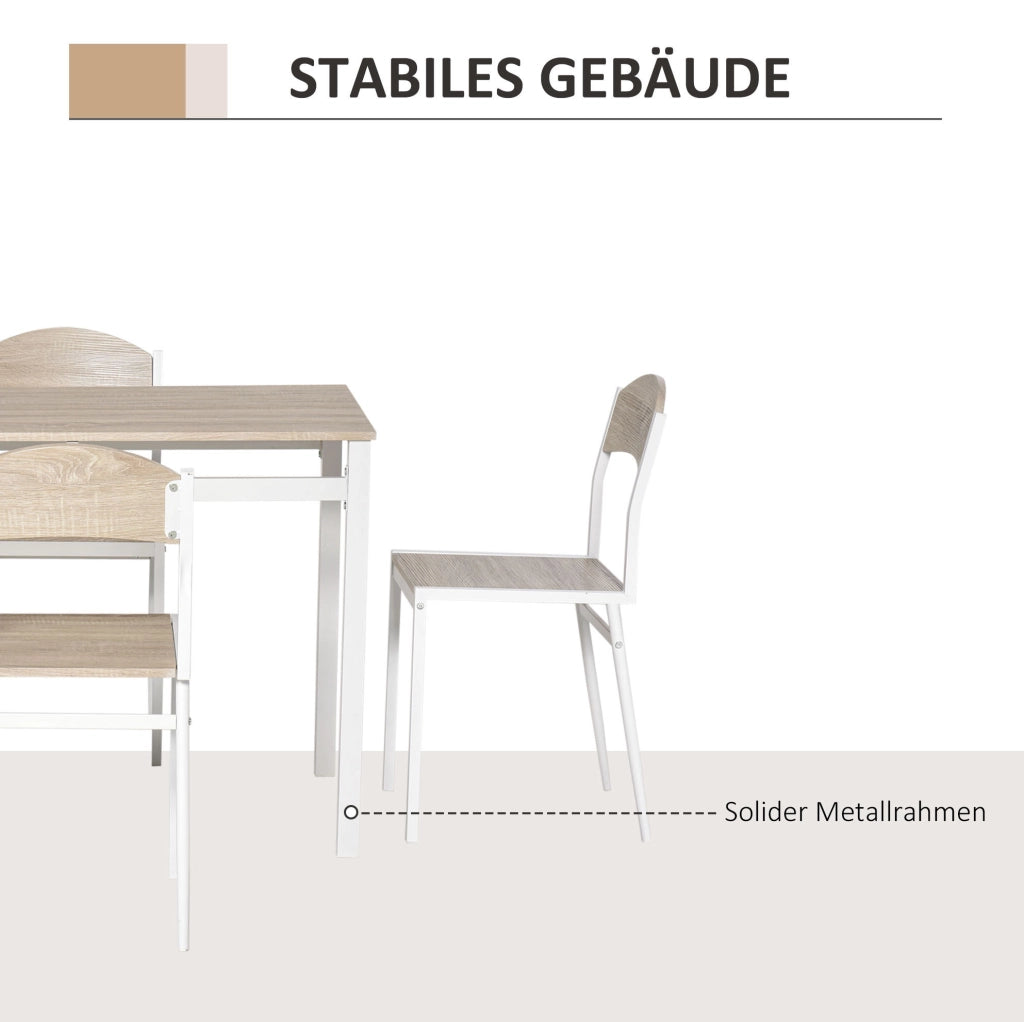 Set da pranzo 5 pezzi in MDF e acciaio grigio chiaro