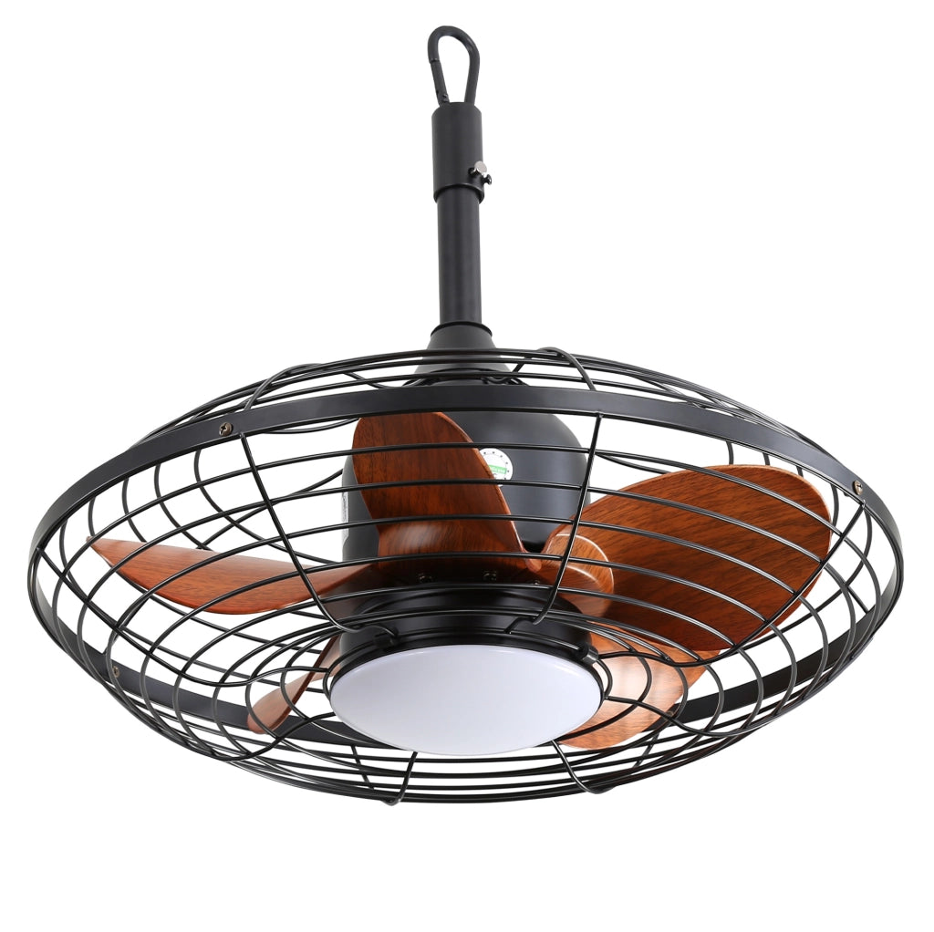 Ventilatore da soffitto nero con luce LED, motore DC reversibile e telecomando