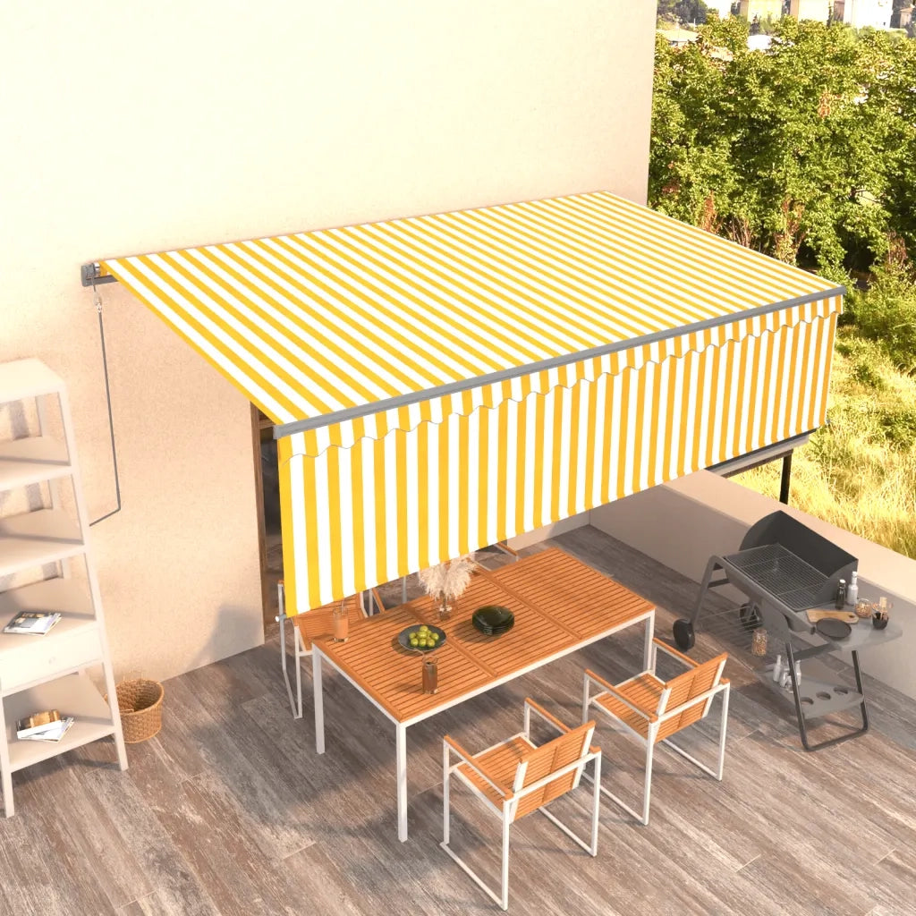 Tenda Retrattile Automatica con Parasole 5x3m Gialla Bianca 3069468