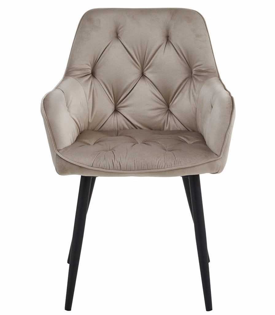 Sedia da pranzo Valora LUKK - Velluto beige scuro con gambe nere x1