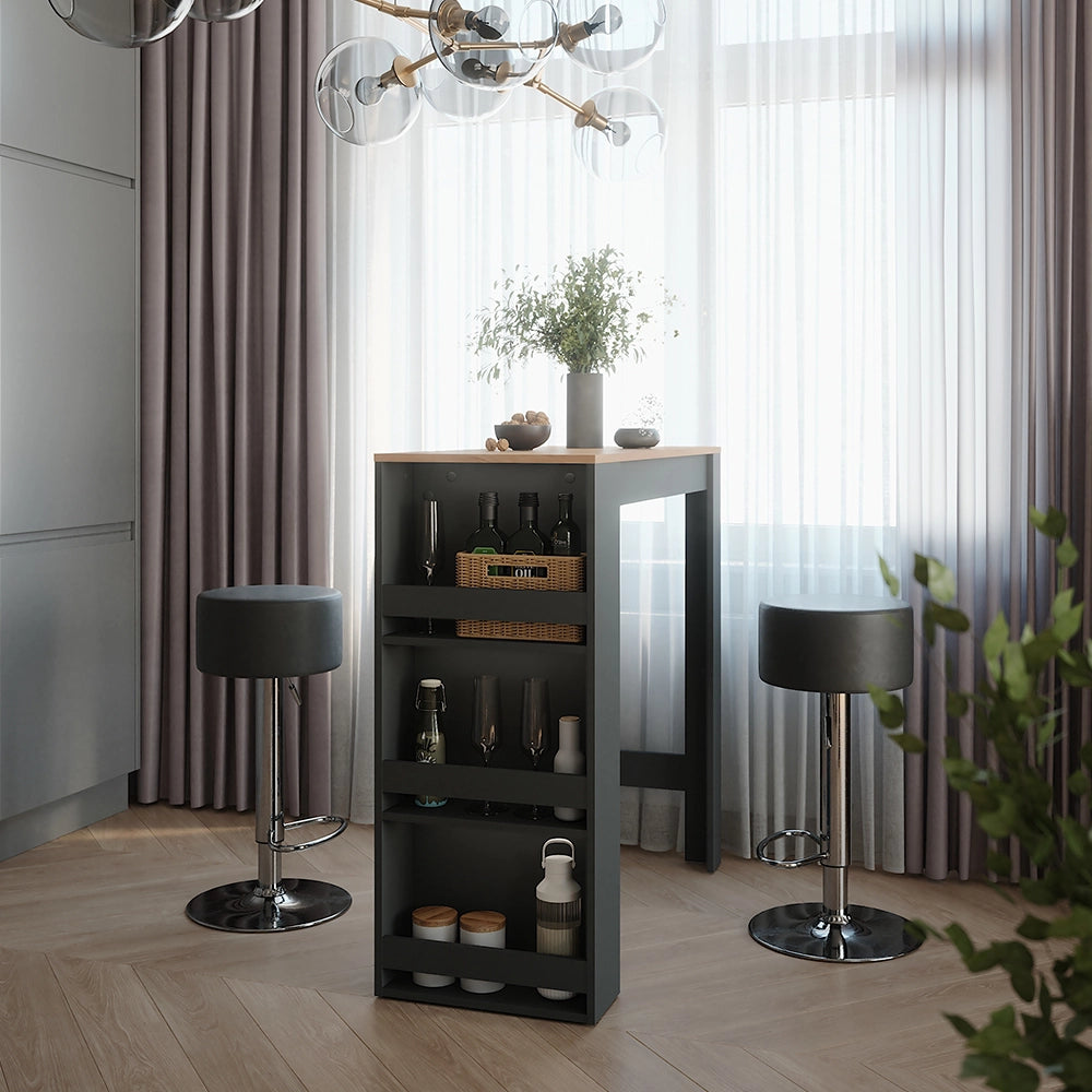 Vicco tavolo bar con sgabelli Antracite/quercia dorata 45 x 110 cm con 2 sgabelli da bar