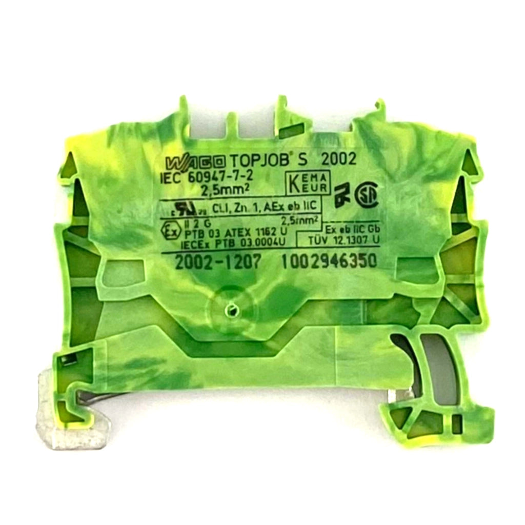 Morsetto passante terra 2,5mmq. verde Wago