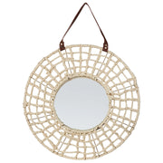 Specchio A Parete Appeso Decorazione Domestica Cornice In Bambù Rustico Design Boho Arredamento Soggiorno Camera Da Letto