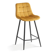 Sedia da bancone JUTE – Velluto color oro – Piedi in metallo – Altezza 95 cm – Stile elegante