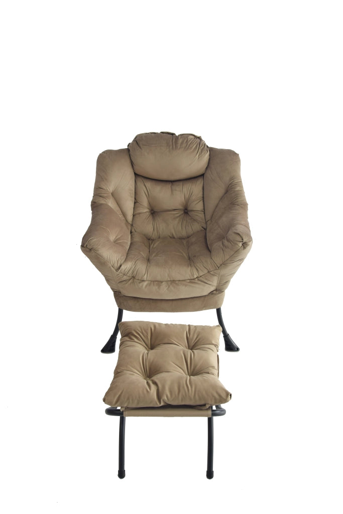 Poltrona relax con poggiapiedi e tasca laterale, colore khaki