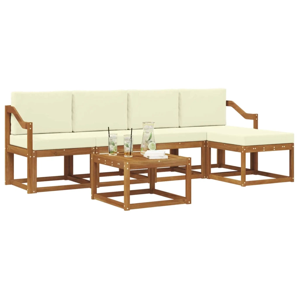Set di divani da esterno con cuscino 6 pcs Naturale e Crema