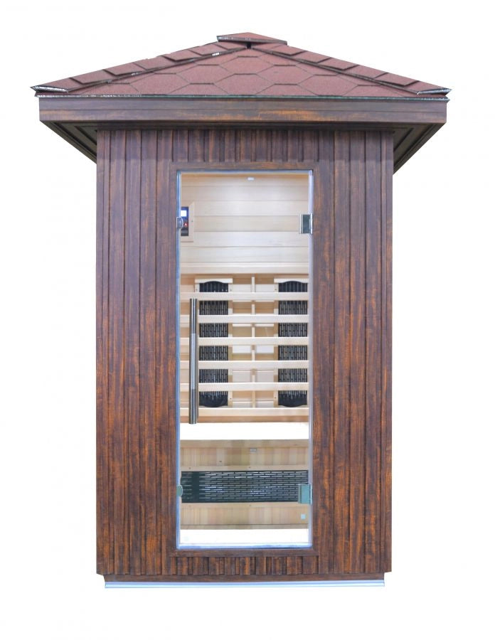 Sauna infrarossi da esterno con tegole canadesi, full optional 120x120x250cm Relpunt Nasha