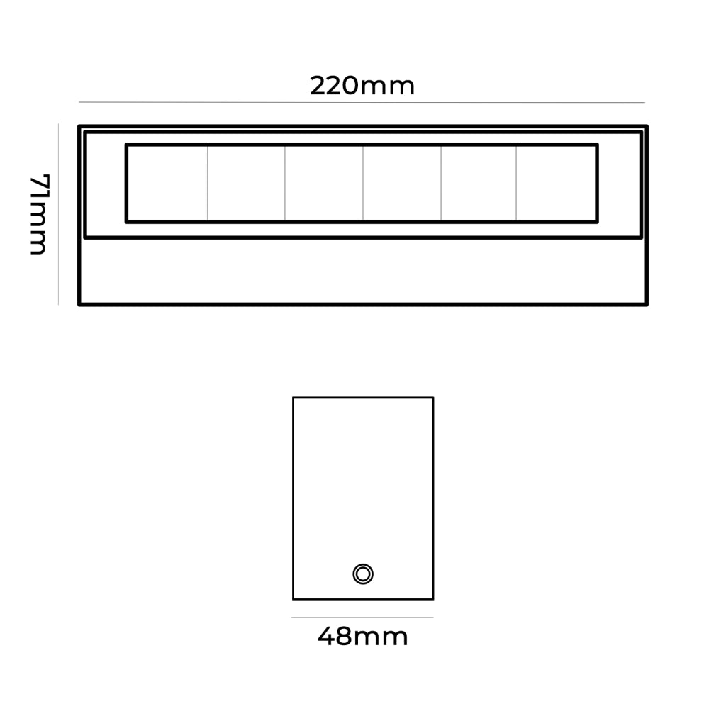 APPLIQUE LED DA ESTERNO 14W CON CCT SWITCH 3 TEMPERARURE COLORE - IP65 DESIGN RETTANGOLARE IN ALLUMINIO E VETRO