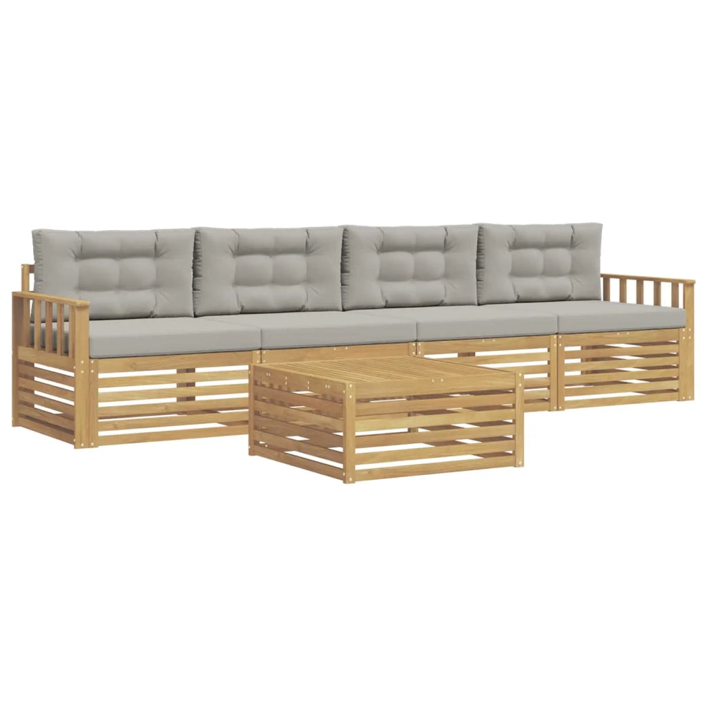 Set di divani da esterno 5 pcs Bianco e Grigio Chiaro