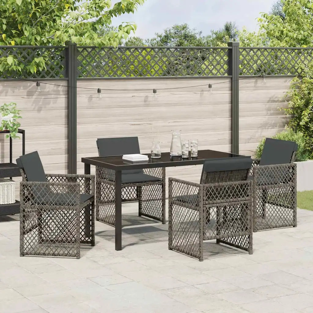 Set da Pranzo per Giardino 5 pcs Grigio polyrattan 3380626