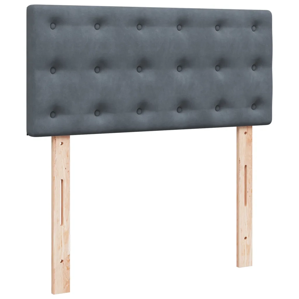 Letto a Molle con Materasso Grigio Scuro Singolo in Velluto
