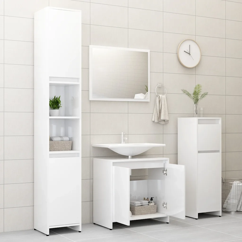 Set Mobili da Bagno Bianco Lucido in Truciolato cod mxl 13674