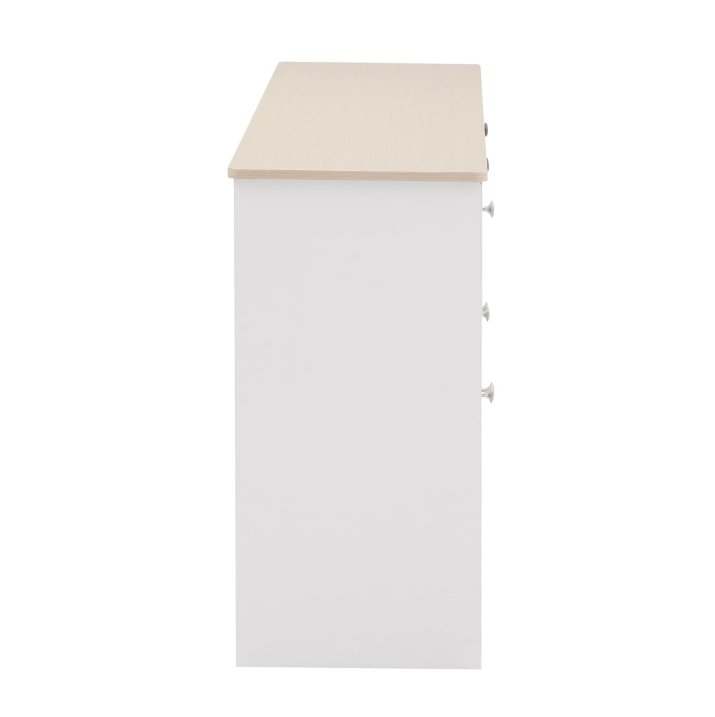 Credenza sideboard 160 cm con 4 ante; 3 cassetti e ripiani regolabili; MDF bianco