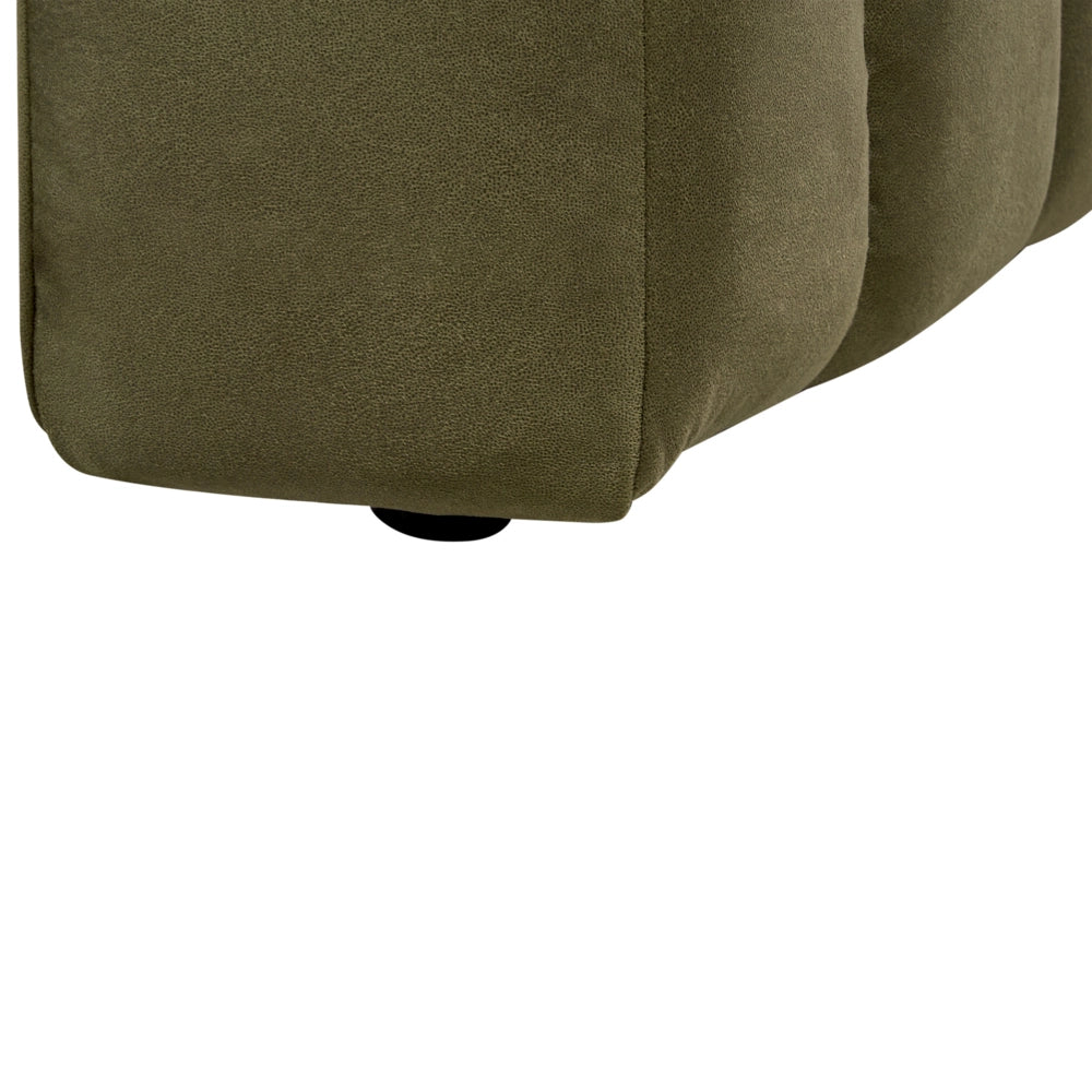 Chaise Lounge destra Tappezzata in velluto verde oliva Gambe nere Cuscino di seduta imbottito Design moderno e glam