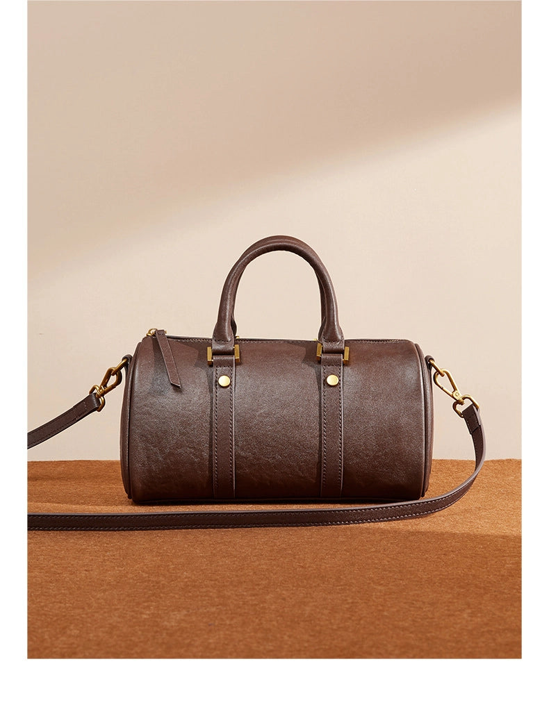 Borsa a tracolla da donna in vera pelle marrone