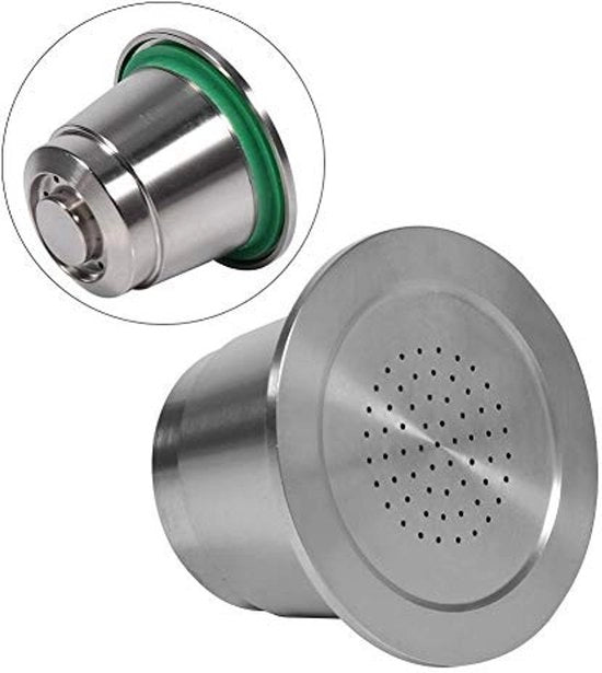 Capsule di Caffè Risciacquabili - Fatto di Acciaio Inossidabile - Sostenibile - Leggero - Adatto per Macchina - 4-5 g di Caffè in Polvere - Capsula di Caffè Risciacquabile
