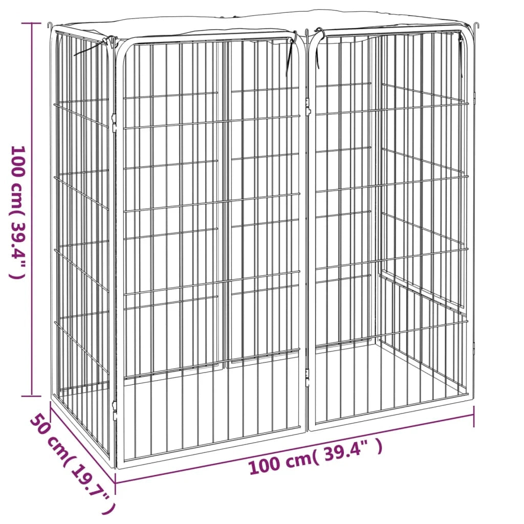 Recinto per cani 6 pannelli 50 x 100 cm acciaio verniciato a polvere nero 02_0043647