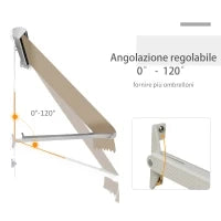 Tenda da Sole a Caduta con Rullo Avvolgibile e Angolazione Regolabile 0-120°, 180×70cm, Beige