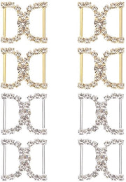 Due pezzi di strass per scarpe, applicazioni in oro e argento