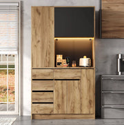 Credenza da cucina con LED e prese, 185 × 105 × 40 cm
