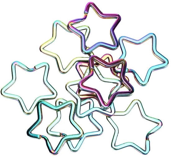 Sostegni per Chiavi a 5 Braccia - 10 Pezzi - Collane da Montaggio - Anelli a Giro - Pentacolo Colorato - Allaccio Rugginoso - Materiale in Acciaio Resistentente - Solido e Duraturo - Sostegni per Chiavi