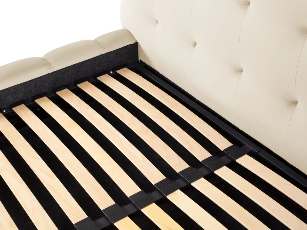 Cosmopolitan Design - Letto a cassettone con testiera "Bali" 200x200cm in velluto beige chiaro 