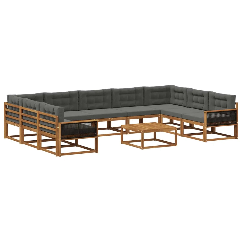 Set di divani da esterno 10 pcs Naturale e Antracite