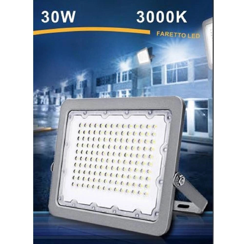 Trade Shop - Faro Led Proiettore Per Esterno Grigio 30w Ip65 Luce 6500k 4000k 3000k Fs30w - -bianco Caldo      -