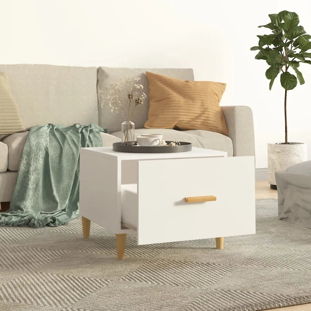 Tavolini da Salotto 2 pz Bianchi 50x50x40 cm Legno Multistrato 812709