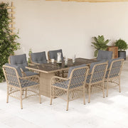 Set Pranzo da Giardino 9 pz con Cuscini Beige Misto Polyrattan