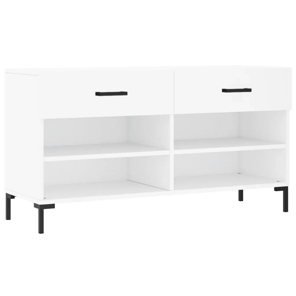 Panca Porta Scarpe | Scarpiera | Mobile per scarpe Bianca 102x35x55 cm in Legno Multistrato