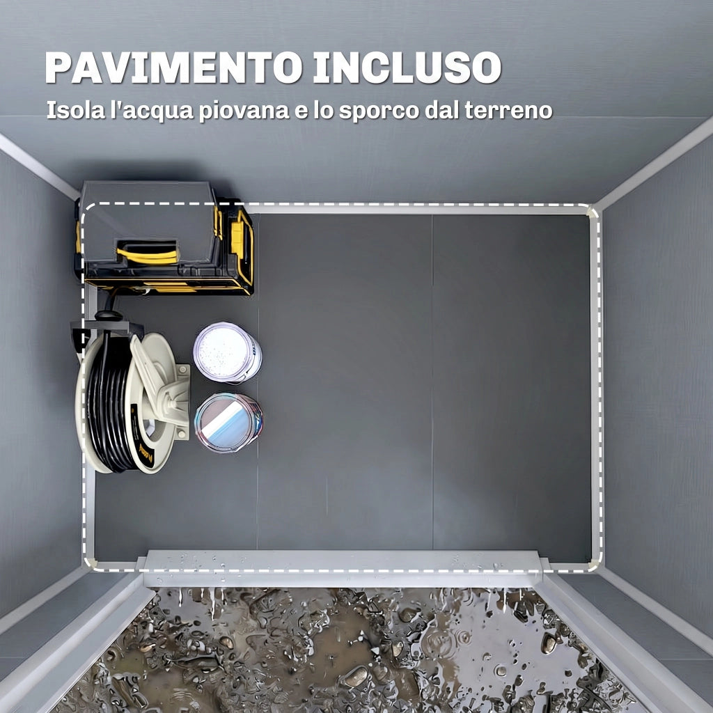 Casetta da Giardino con Finestra e Doppia Porta PP e Alluminio. 183x134x210 cm. Grigio