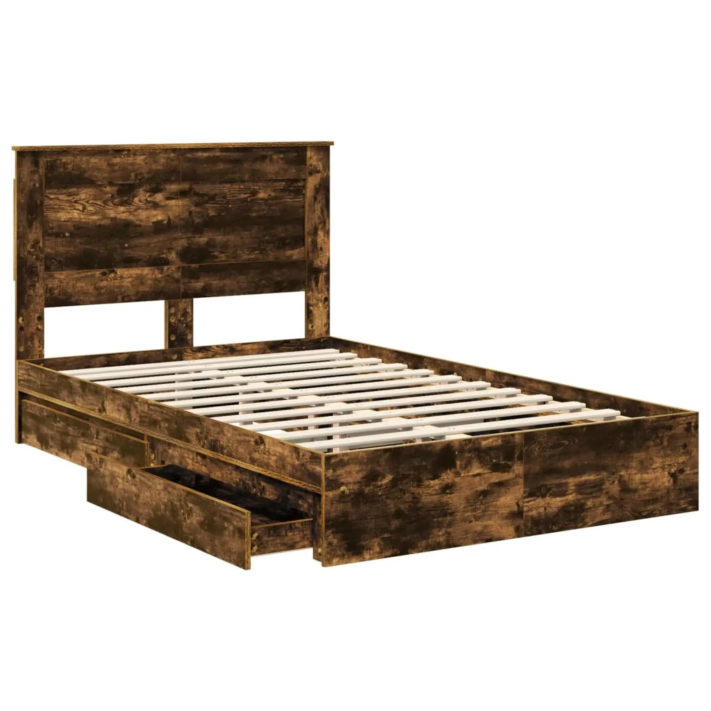 Letto con Contenitore con testiera Rovere fumé 135 x 190 cm