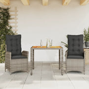 Set da Pranzo da Giardino 3 pz con Cuscini in Polyrattan Grigio 3213103