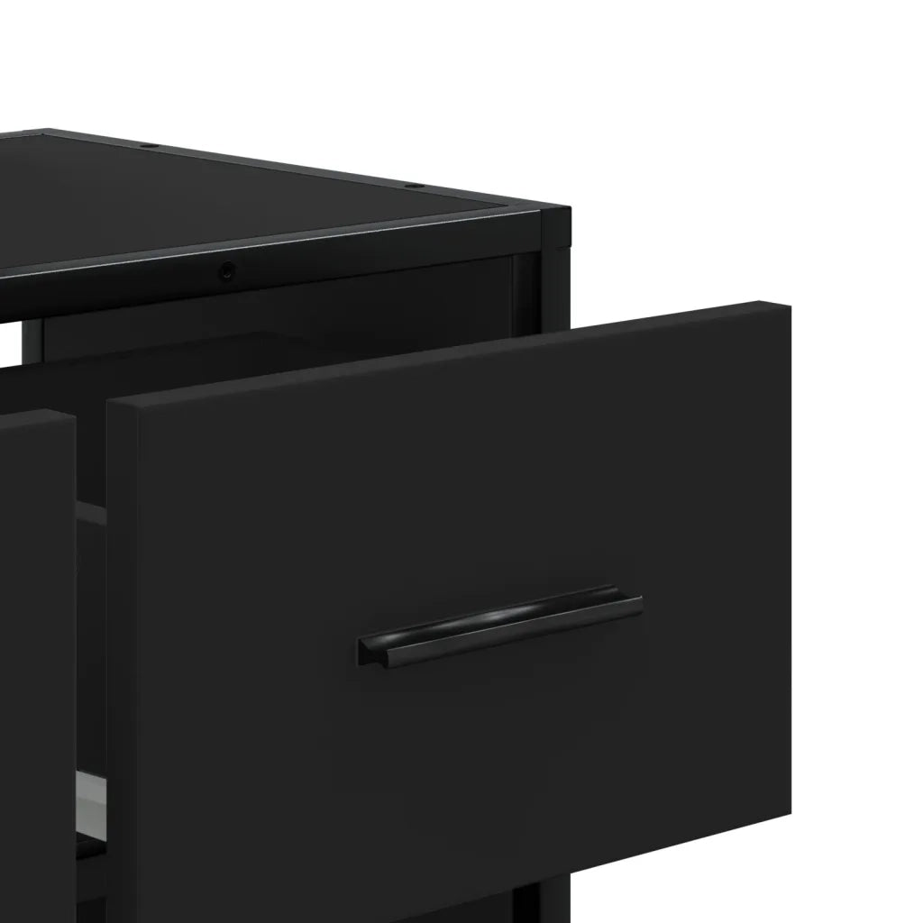 Mobile Porta TV Nero 60x31x39,5cm in Truciolato e Metallo 848909