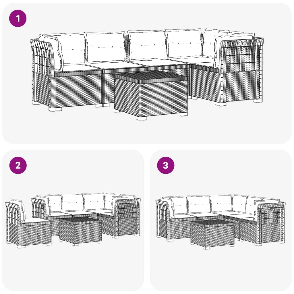 Divano da Giardino 5 Posti con Cuscini Stile Rattan PP 3444087