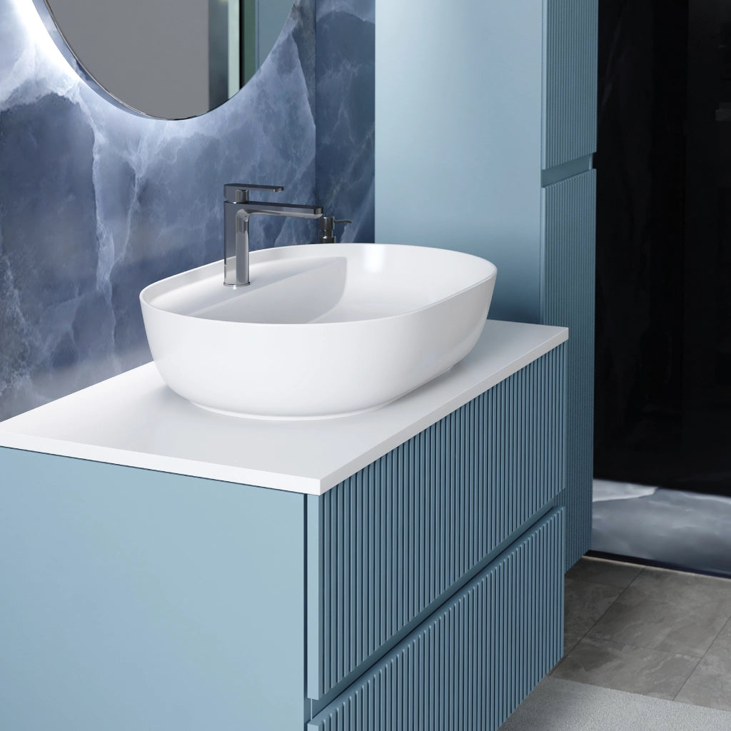 LAVABO DA APPOGGIO IN CERAMICA BIANCA CON FORO RUBINETTERIA MODELLO VENTUS 60 - 60,5X40,5X13,5  CM  - BAR