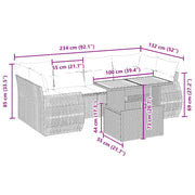 Set Divani da Giardino 7 pz con Cuscini Beige in Polyrattan
