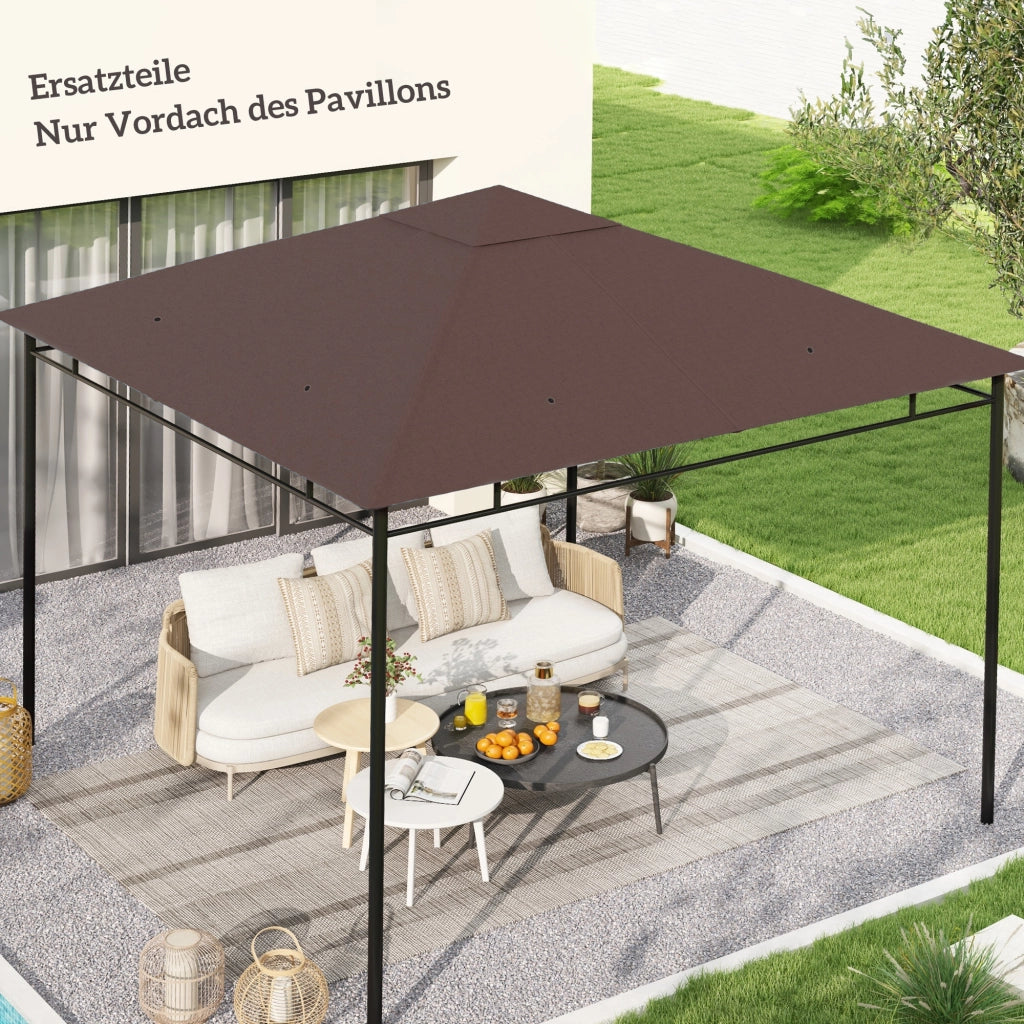 Tetto sostitutivo per gazebo da giardino ¨C Minimal ¨C Poliestere, 298x295 cm, colore caff¨¨