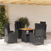 vidaXL Set da Pranzo da Giardino 5 pz Nero con Cuscini in Polyrattan