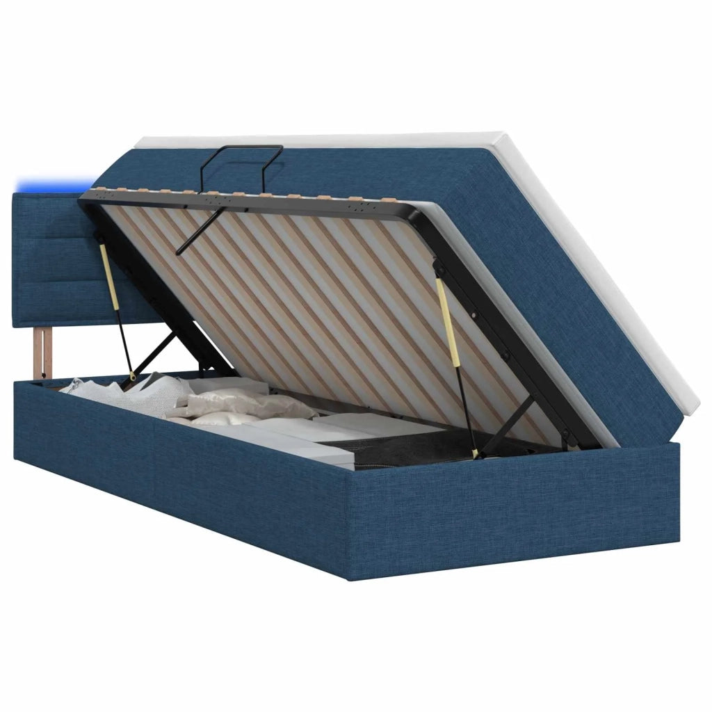 Letto con contenitore LED e materasso Blu 100 x 200 cm Tessuto 3458984
