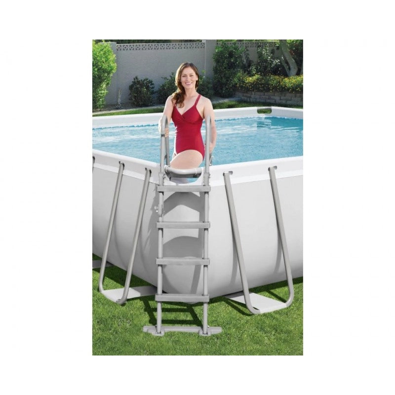 Piscina fuori terra rettangolare con telaio in acciaio e pompa filtro, 488x244x122 cm con scaletta e copertura capacità 11532 L - Bestway