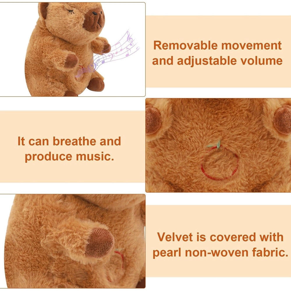 Trade Shop - Peluche Capibara Che Respira Movimento Respirante Con Luci Musica Per Bambini Morbido -