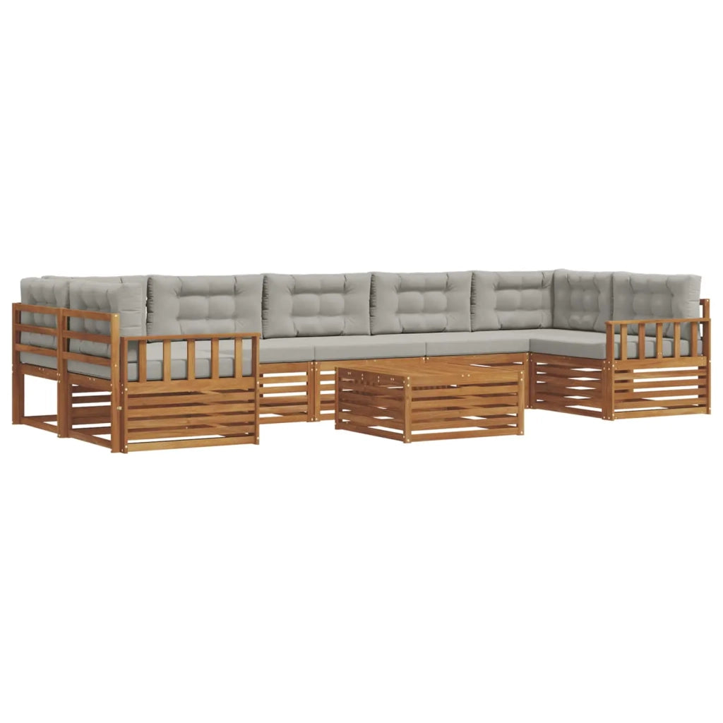 Set di divani da esterno 8 pcs Grigio Naturale e Chiaro