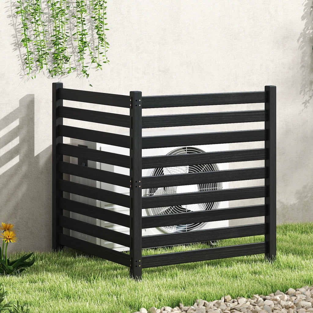 Recinzione da giardino in legno massello montaggio flessibile e modulare, Recinto esterno a 2 pezzi divisorio di spazio Nero