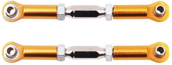Servo Trekstang in Lega di Alluminio - 1 Paio - Adatto per RC Auto - Modifica - 71 mm - Giallo - Resistenente allo Sfregamento e Corrosione - Stanga Sinistra