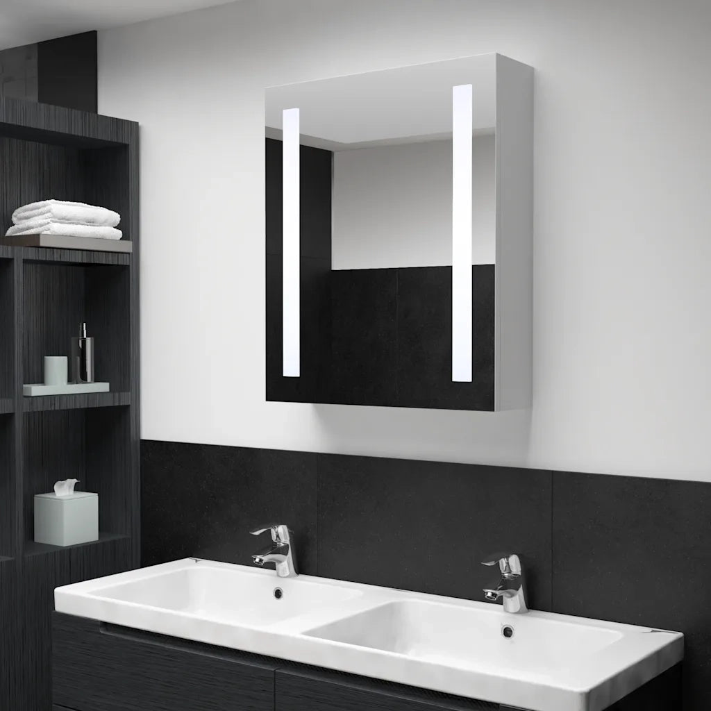 Armadietto Bagno con Specchio e LED-Mobile bagno con specchio 50x13x70 cm 188956
